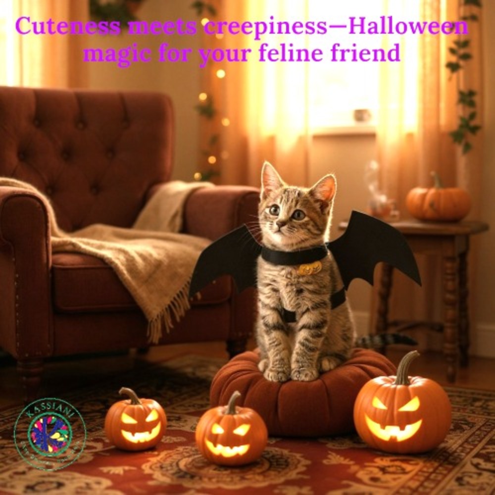 Halloween Cat Dress Up – Bat Wings Costume for Pets, Perfect for Party Photos